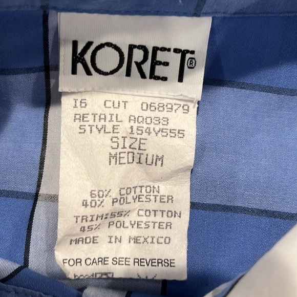 EUC Koret Vintage blue and white plaid longsleeve top - Picture 6 of 13